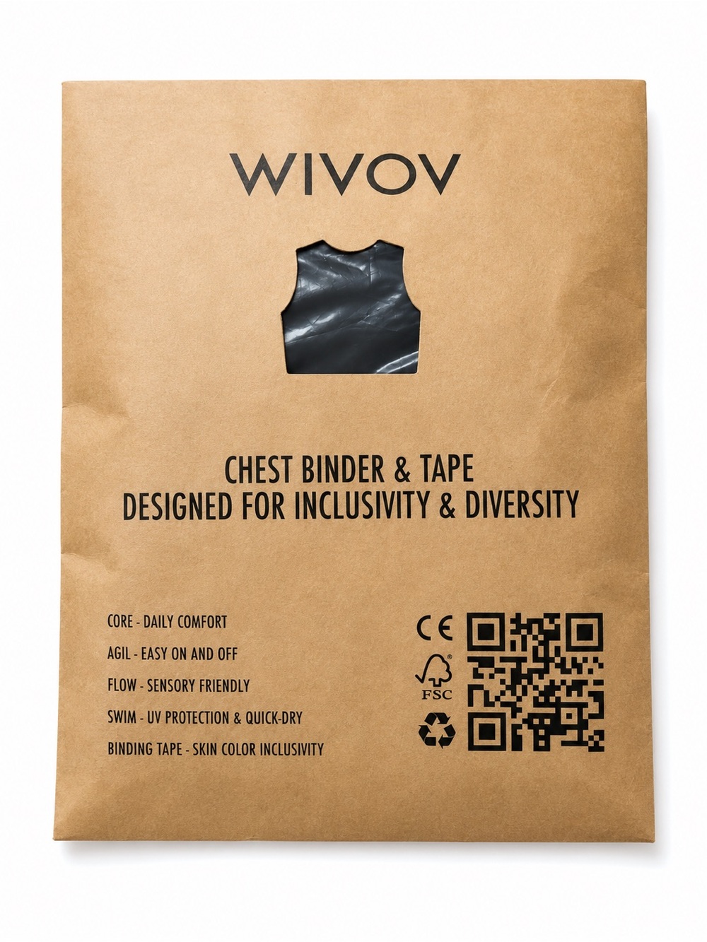 WIVOV Chest Binder & Tape - Black Medium